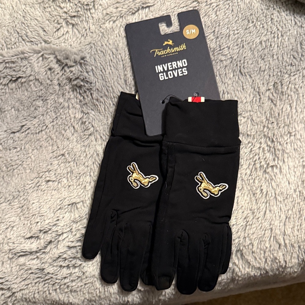 Tracksmith Inverno Black and Gold Gloves